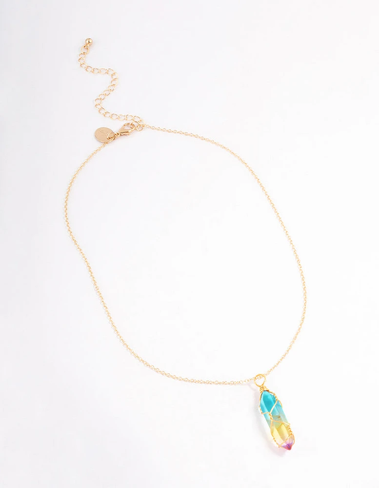 Gold Rainbow Crystal Necklace