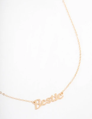 Gold Bestie Script Necklace