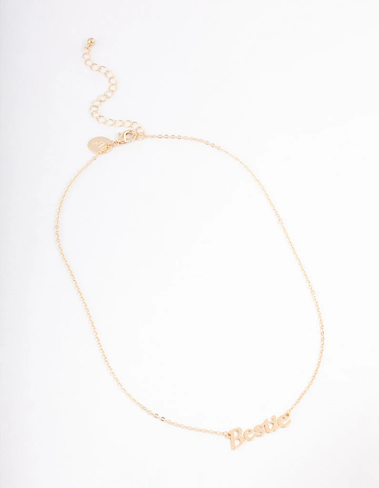 Gold Bestie Script Necklace