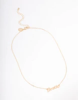 Gold Bestie Script Necklace