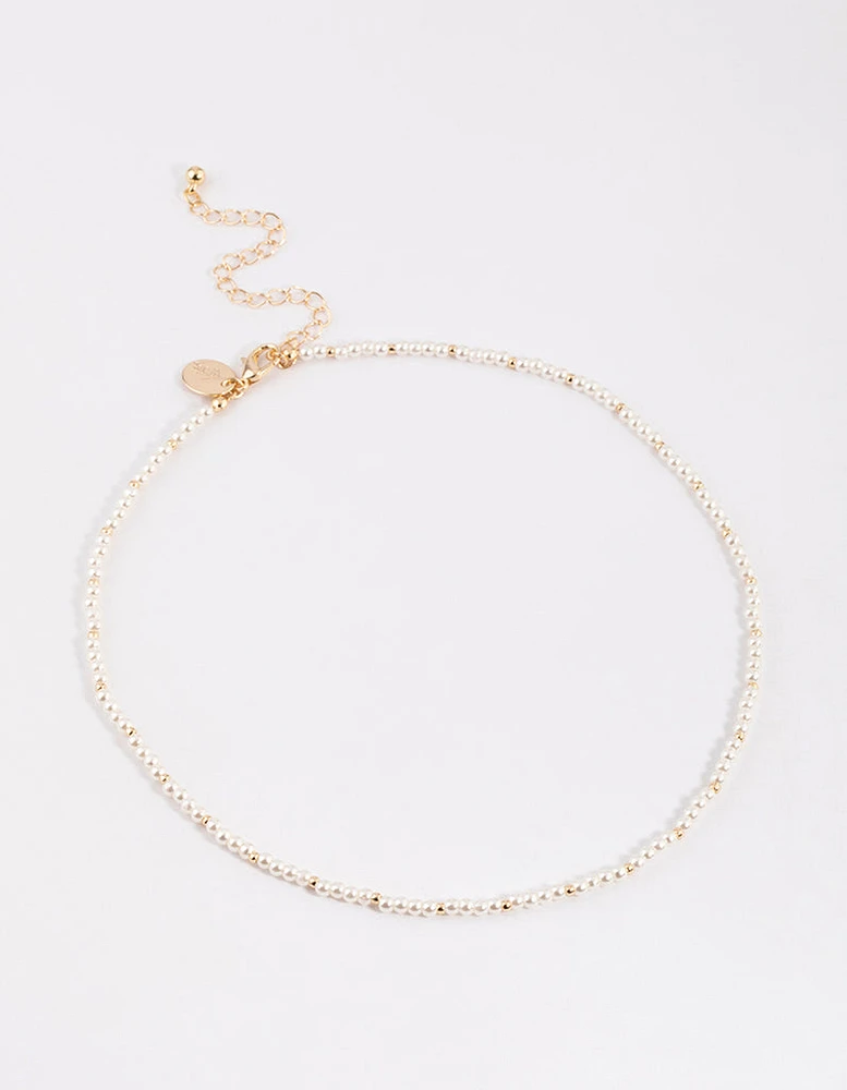 Gold Mini Pearl Choker