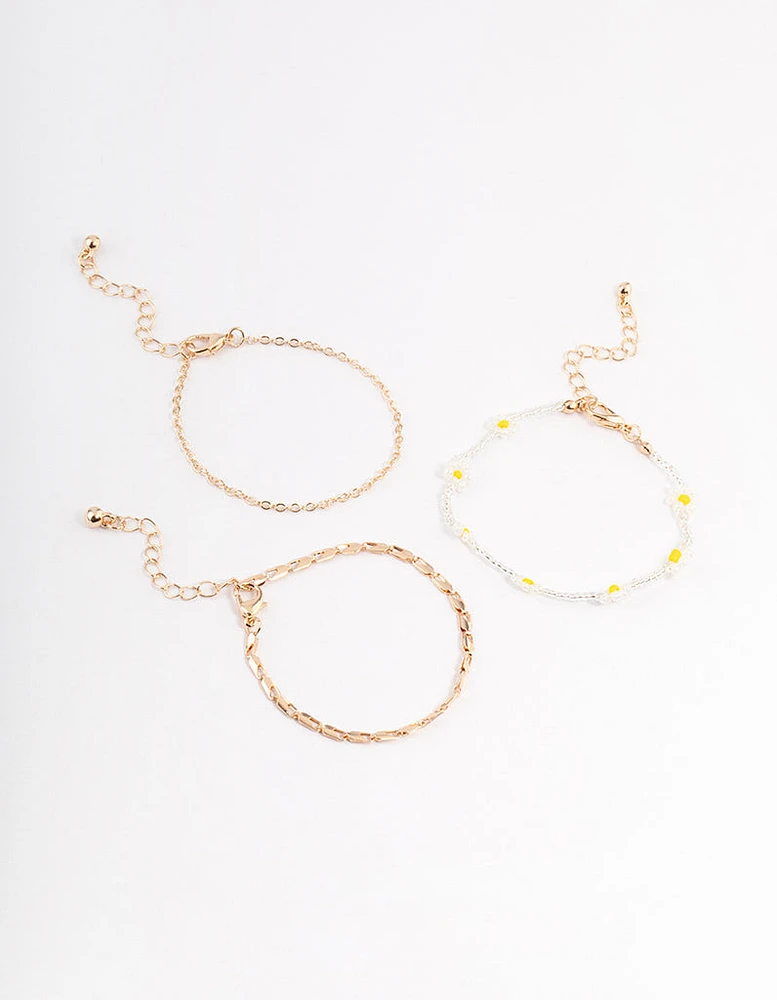 Gold Daisy Bracelet Pack