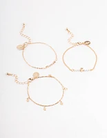 Gold Heart Dainty Bracelet Pack