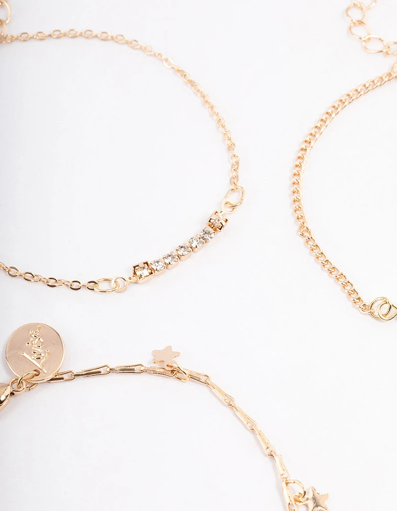 Gold Heart Dainty Bracelet Pack