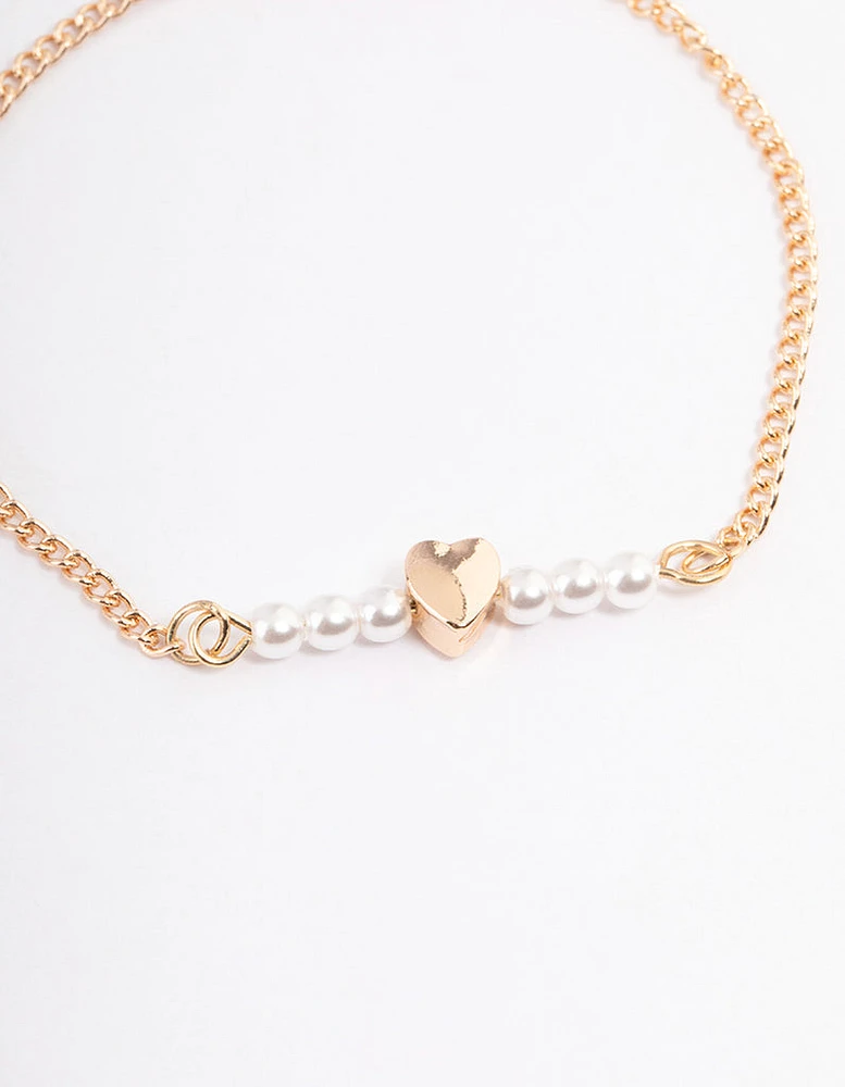 Gold Heart Dainty Bracelet Pack