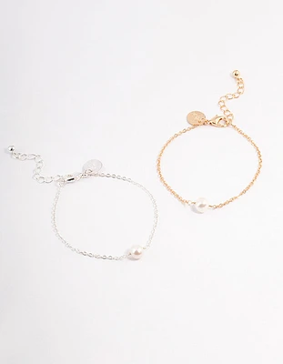 Gold & Silver Freshwater Pearl Bestie Bracelet Pack