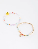 Gold Rainbow Smiley Bracelet Pack