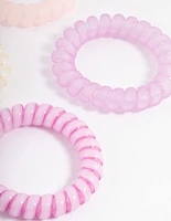 Pink Coil Hair Tie 4-Pack