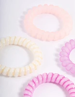 Pink Coil Hair Tie 4-Pack