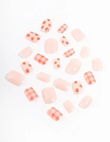 Tweens Strawberry & Checkered Press On Nails