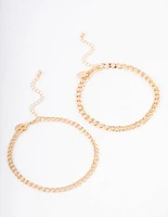 Gold Mixed Chunky Cable Anklet Pack