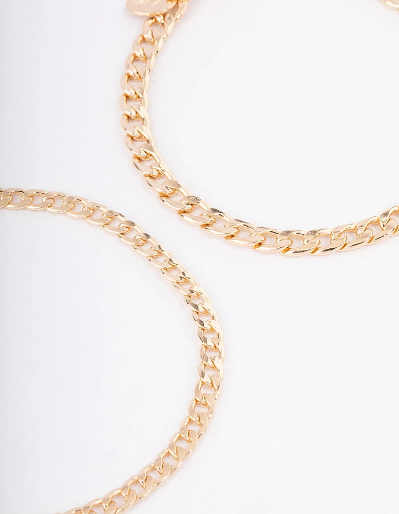 Gold Mixed Chunky Cable Anklet Pack