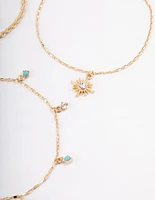 Gold Diamante Celestial Anklet 5-Pack