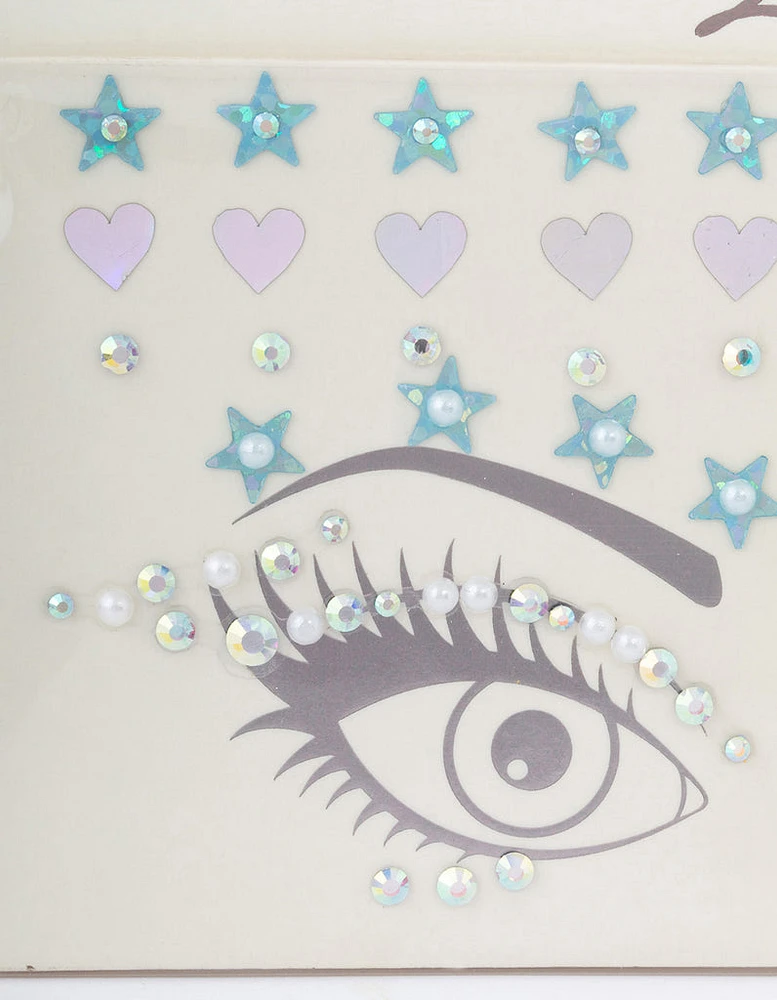 Acrylic Star & Heart Diamante Face Jewels