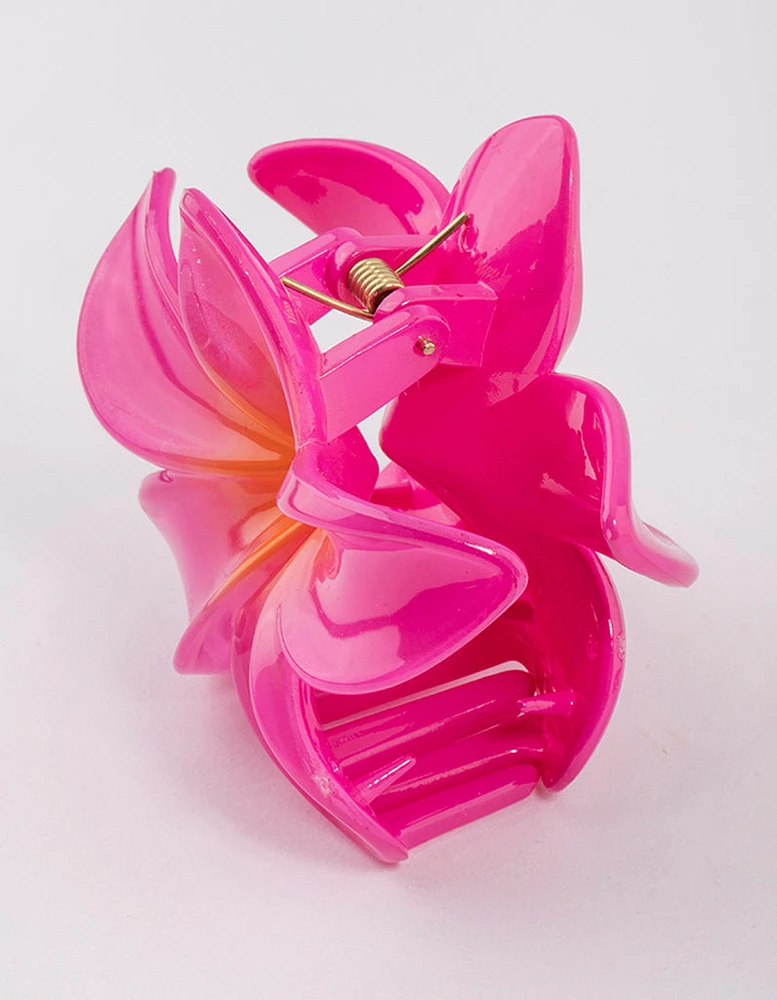 Acrylic Pink Tropical Flower Claw Clip