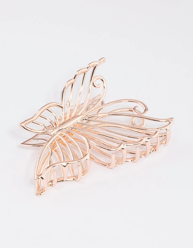 Rose Gold Detailed Butterfly Claw Clip