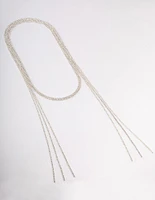 Silver Triple Row Cupchain Scarf Necklace