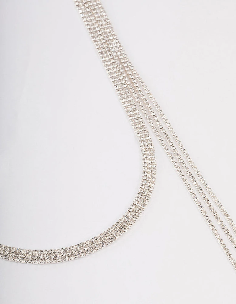 Silver Triple Row Cupchain Scarf Necklace