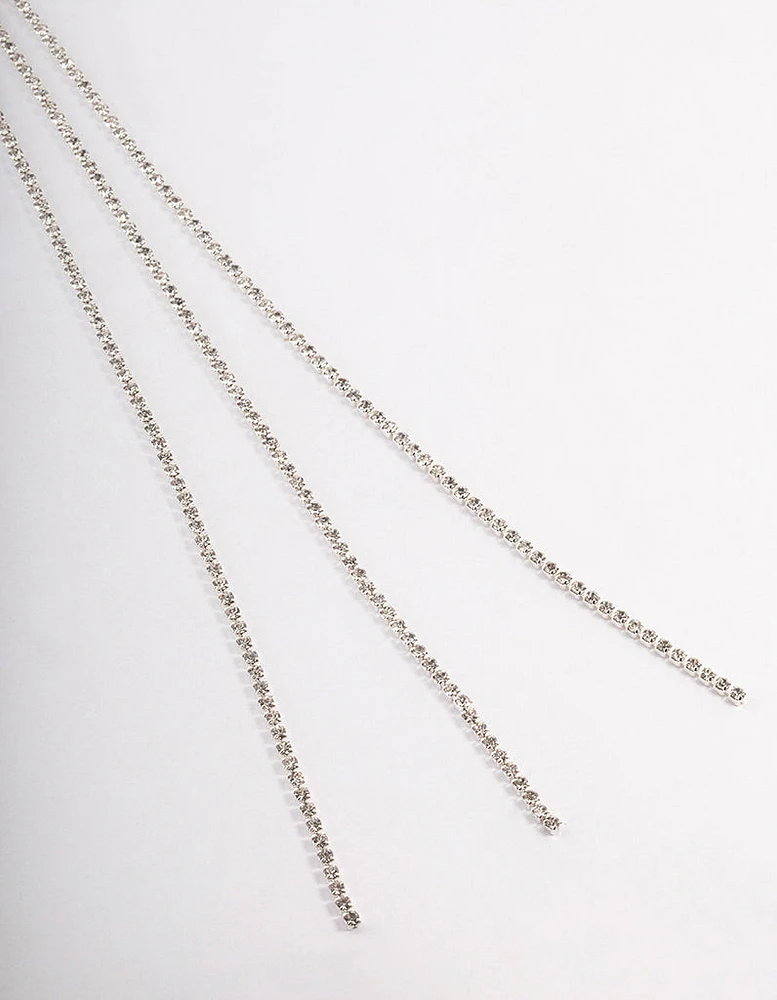 Silver Triple Row Cupchain Scarf Necklace