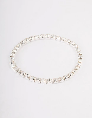 Silver Diamante Round Stone Tennis Bracelet