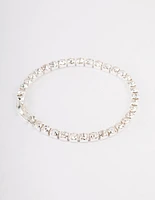 Silver Diamante Round Stone Tennis Bracelet