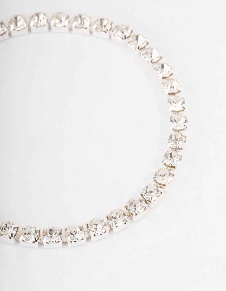 Silver Diamante Round Stone Tennis Bracelet