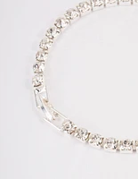 Silver Diamante Round Stone Tennis Bracelet