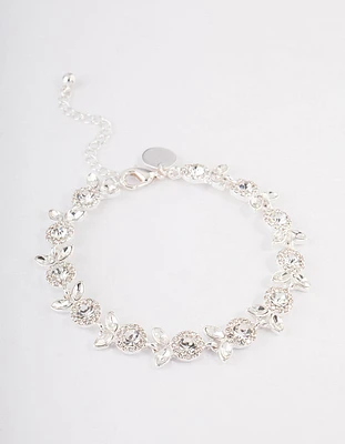 Silver Diamante Flower Bracelet