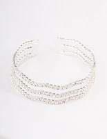 Silver Diamante Wave Cupchain Cuff Bangle