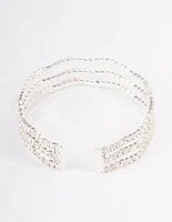 Silver Diamante Wave Cupchain Cuff Bangle