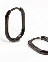 Black Coated Surgical Steel Rounded Rectangle Hoop Earrings