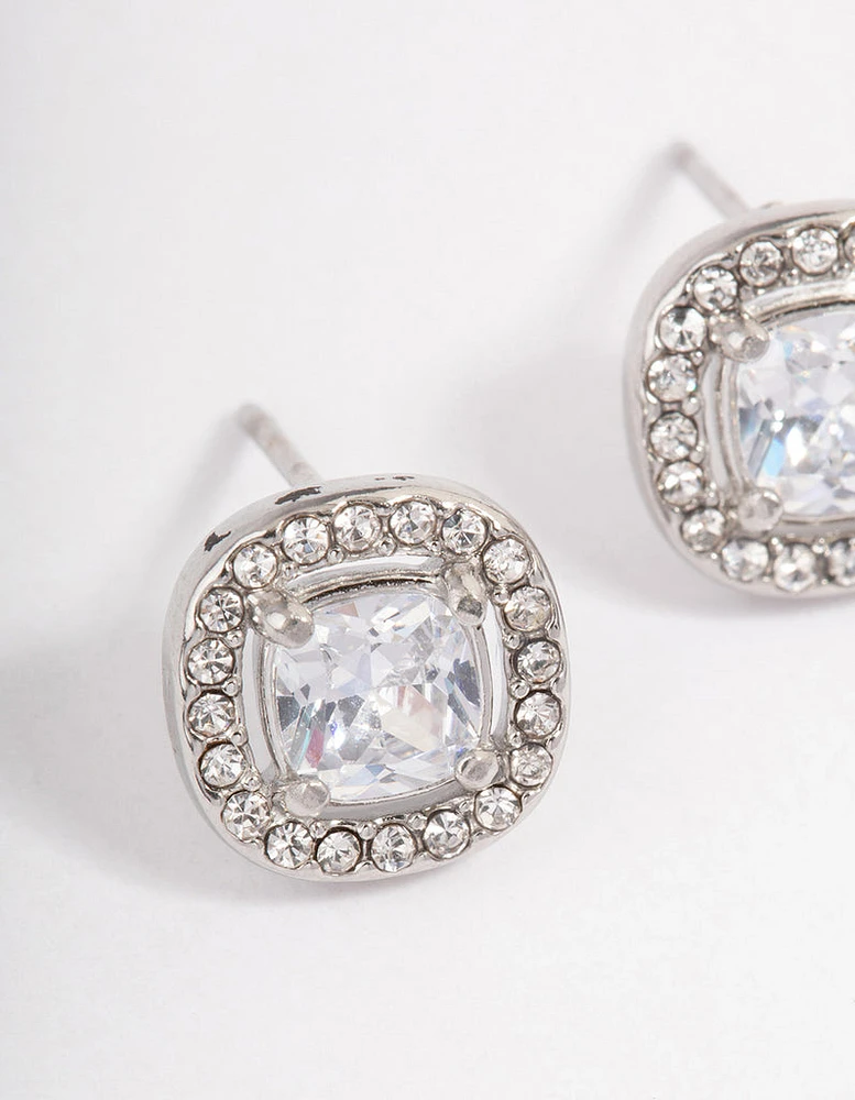 Surgical Steel Cubic Zirconia Rounded Stud Earrings