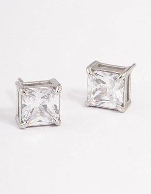 Surgical Steel Cubic Zirconia Cube Stud Earrings