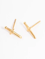 Gold Plated Surgical Steel Dagger Stud Earrings