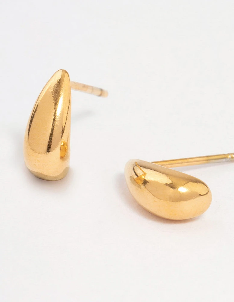 Gold Plated Surgical Steel Mini Puffy Stud Earrings