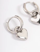 Surgical Steel Heart Charm Huggie Earrings