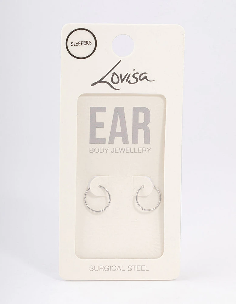 Surgical Steel Fine Sleeper Earrings 10mm
