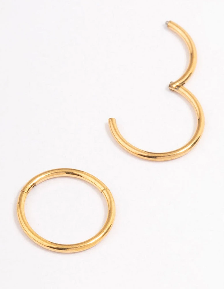 Gold Plated Surgical Steel Fine Sleeper Earrings 8mm