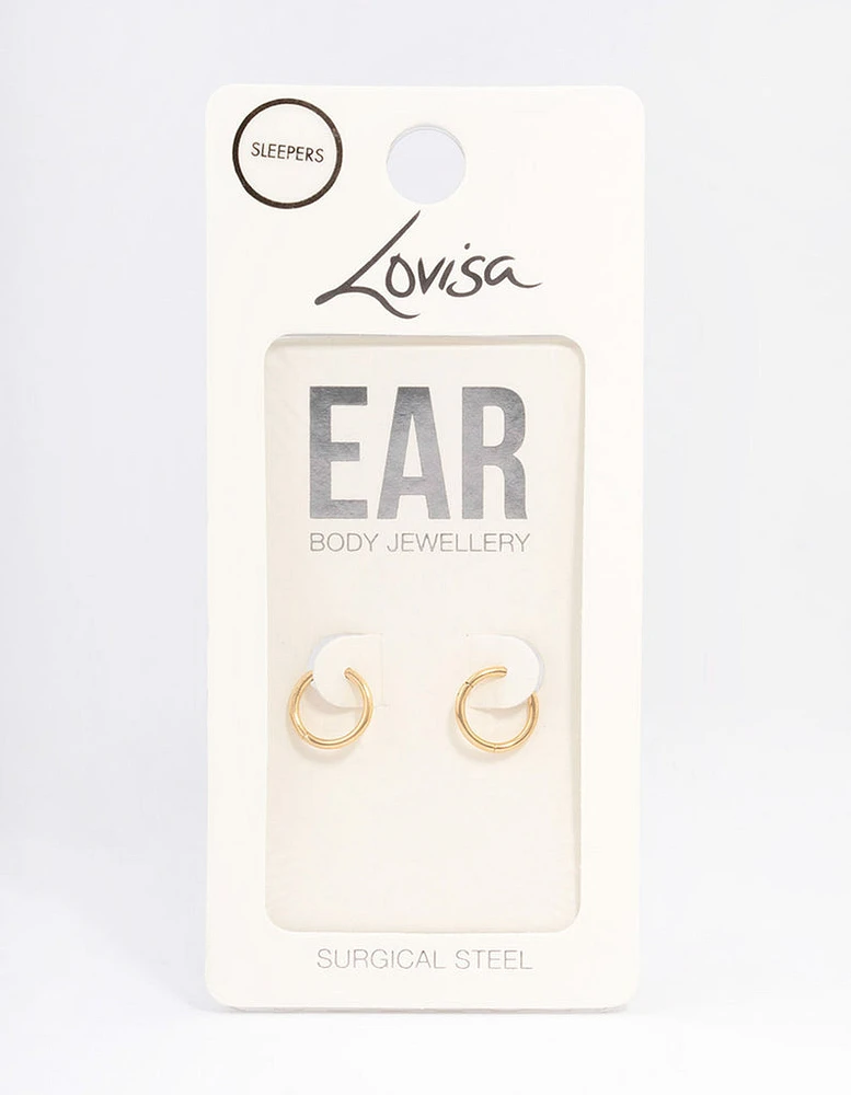 Gold Plated Surgical Steel Sleeper Earrings 8mm