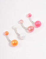 Surgical Steel Acrylic Belly Ring 4-Pack