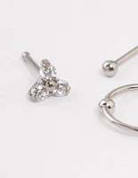 Surgical Steel Cubic Zirconia Flower Nose Ring Pack