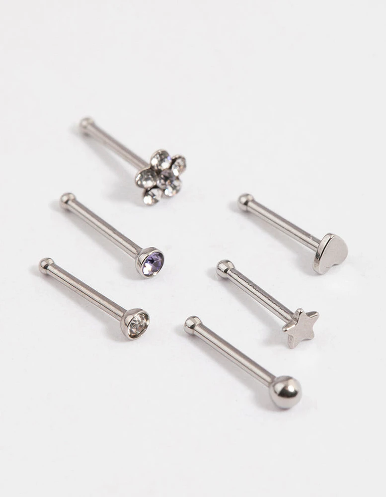 Surgical Steel Flower & Star Nose 6-Pack