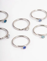 Titanium Icey Hoop Nose Ring 6-Pack