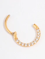 Gold Plated Titanium Cubic Zirconia Clicker Earring 7mm