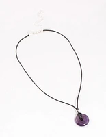 Silver Amethyst Donut Cord Necklace
