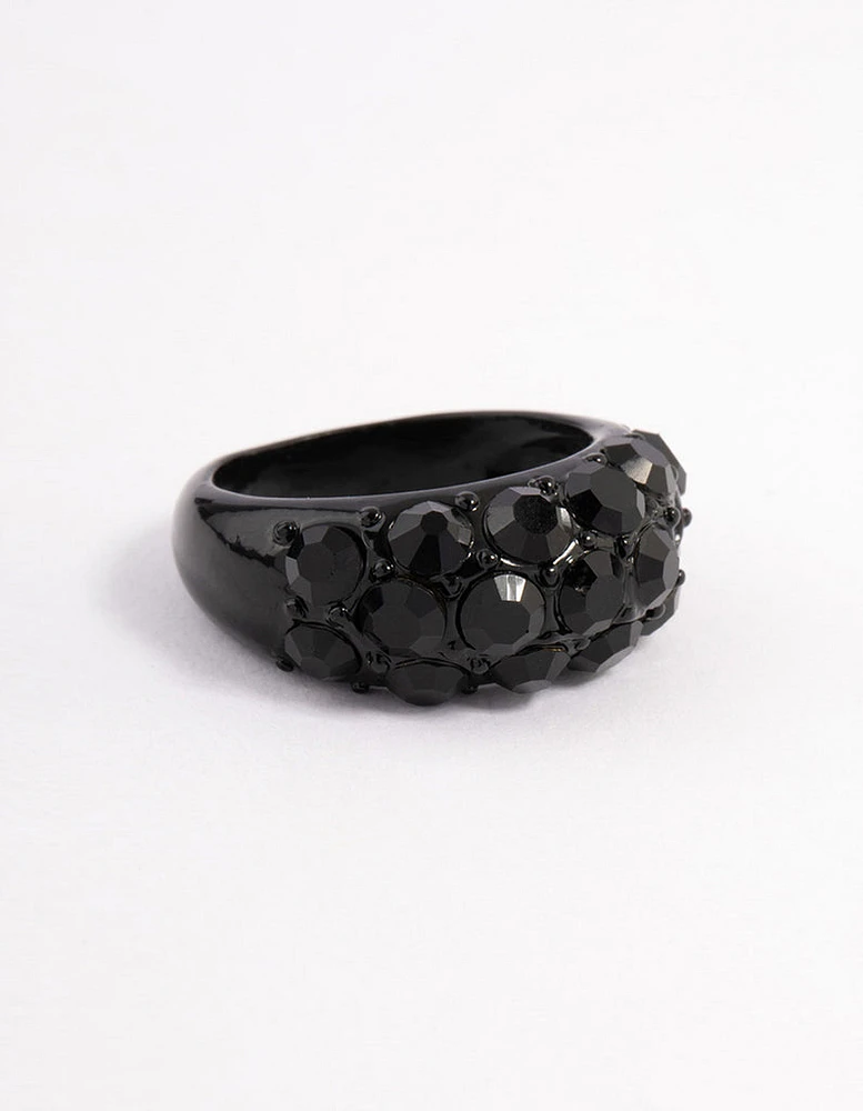 Coated Black Pebble Stone Ring