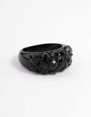 Coated Black Pebble Stone Ring