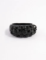 Coated Black Pebble Stone Ring