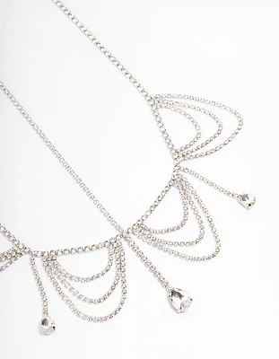 Rhodium Diamante Drape Head Chain