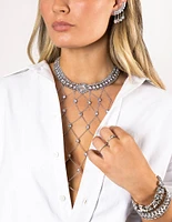 Silver Diamante Open Chain Choker